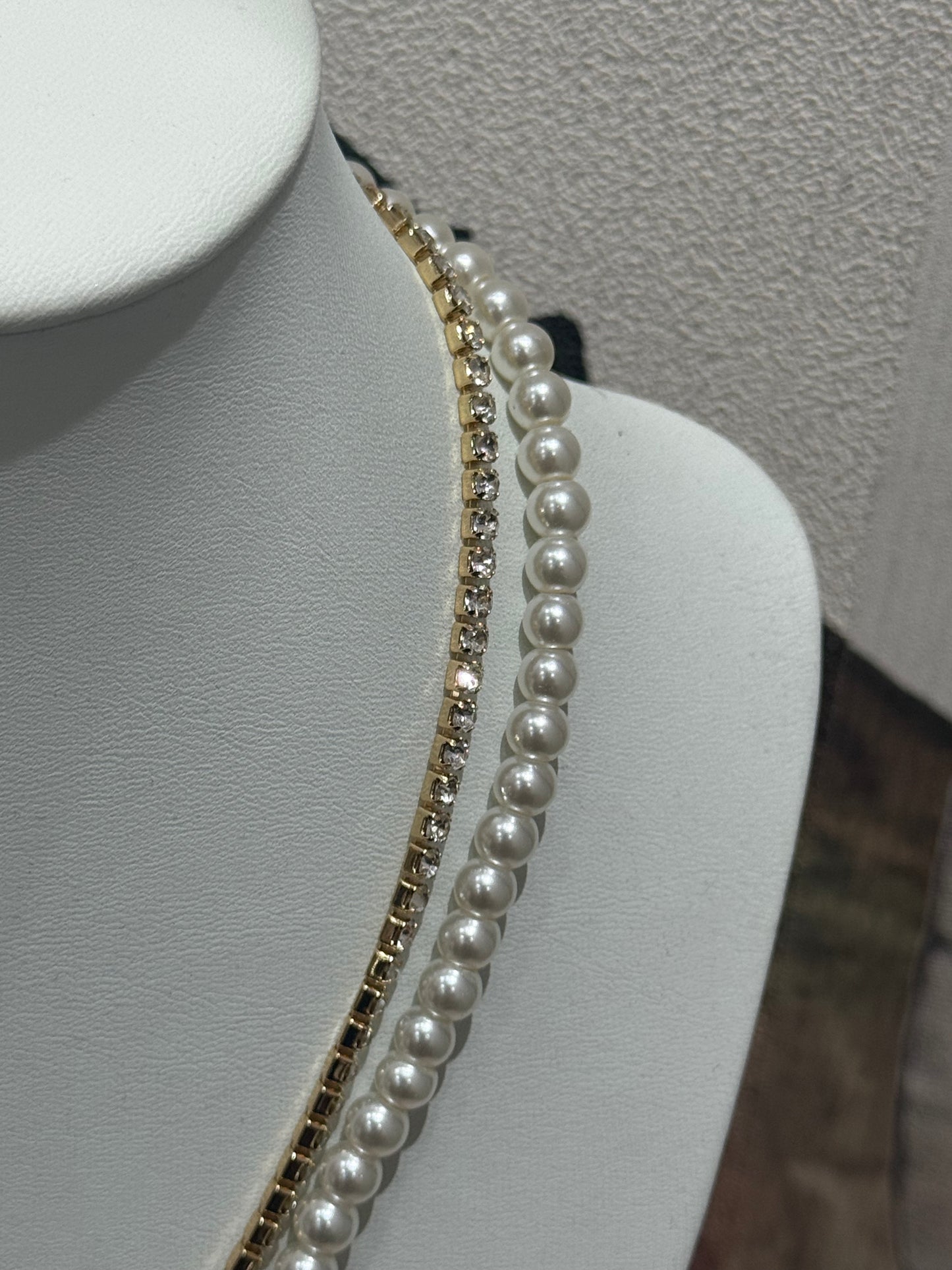 Collana perle e strass