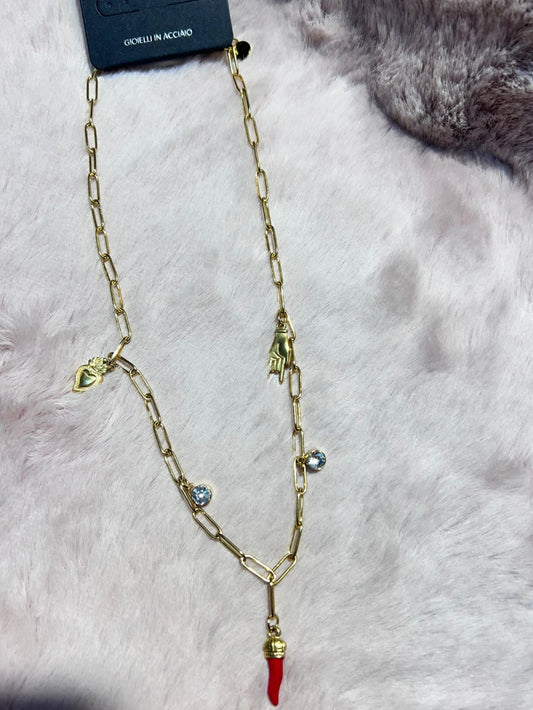 Collana cuore sacro e corno