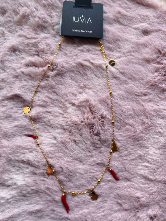 Collana quadrifogli e corni