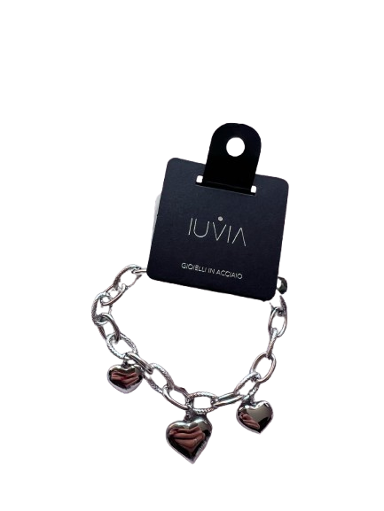 Bracciale cuori 3D arg.