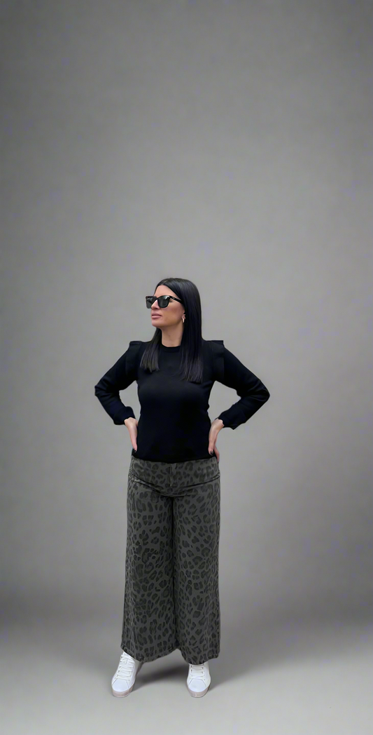 Jeans wide leg animalier -Eiki