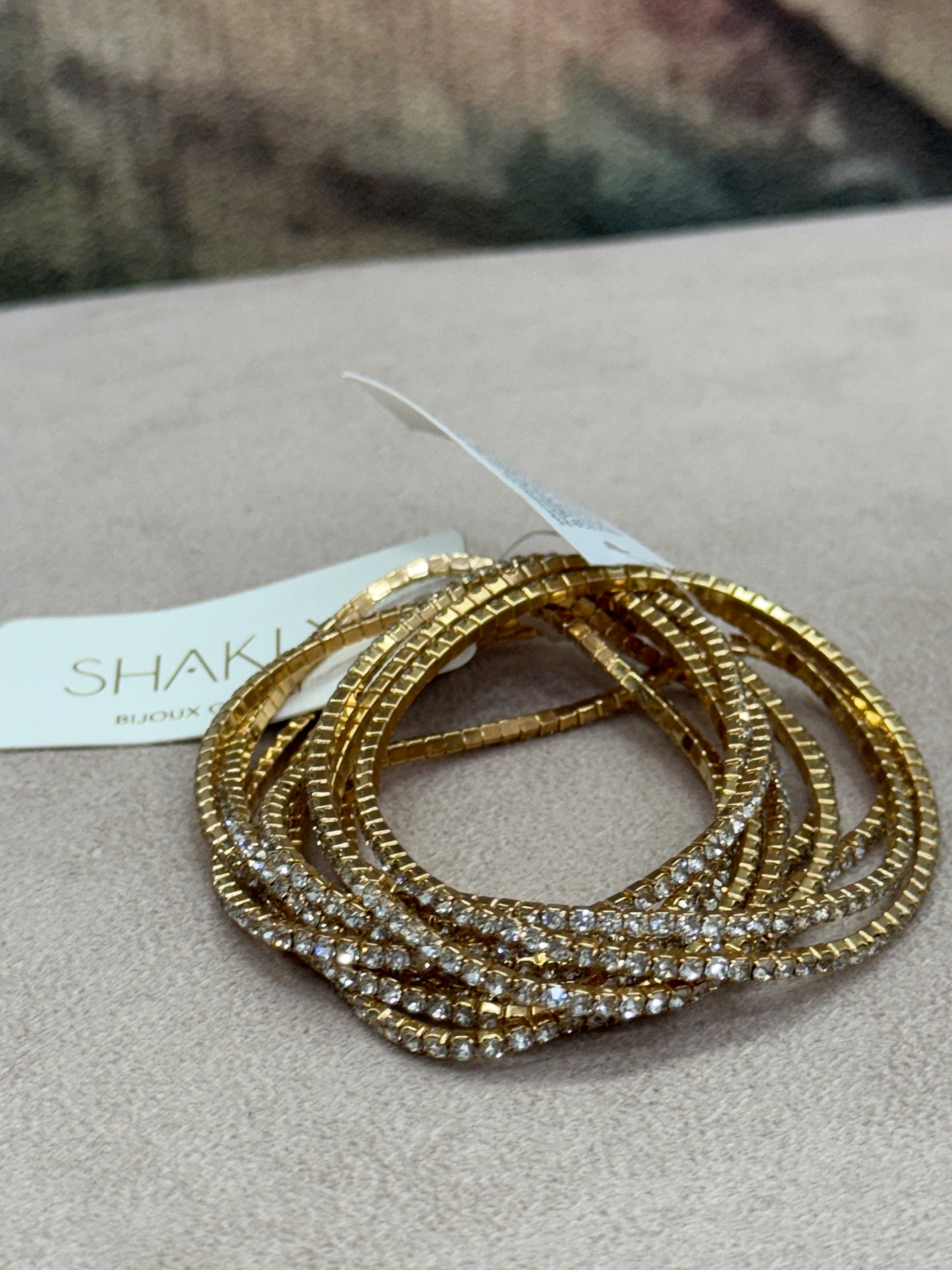 Bracciale multi filo a molla con stras