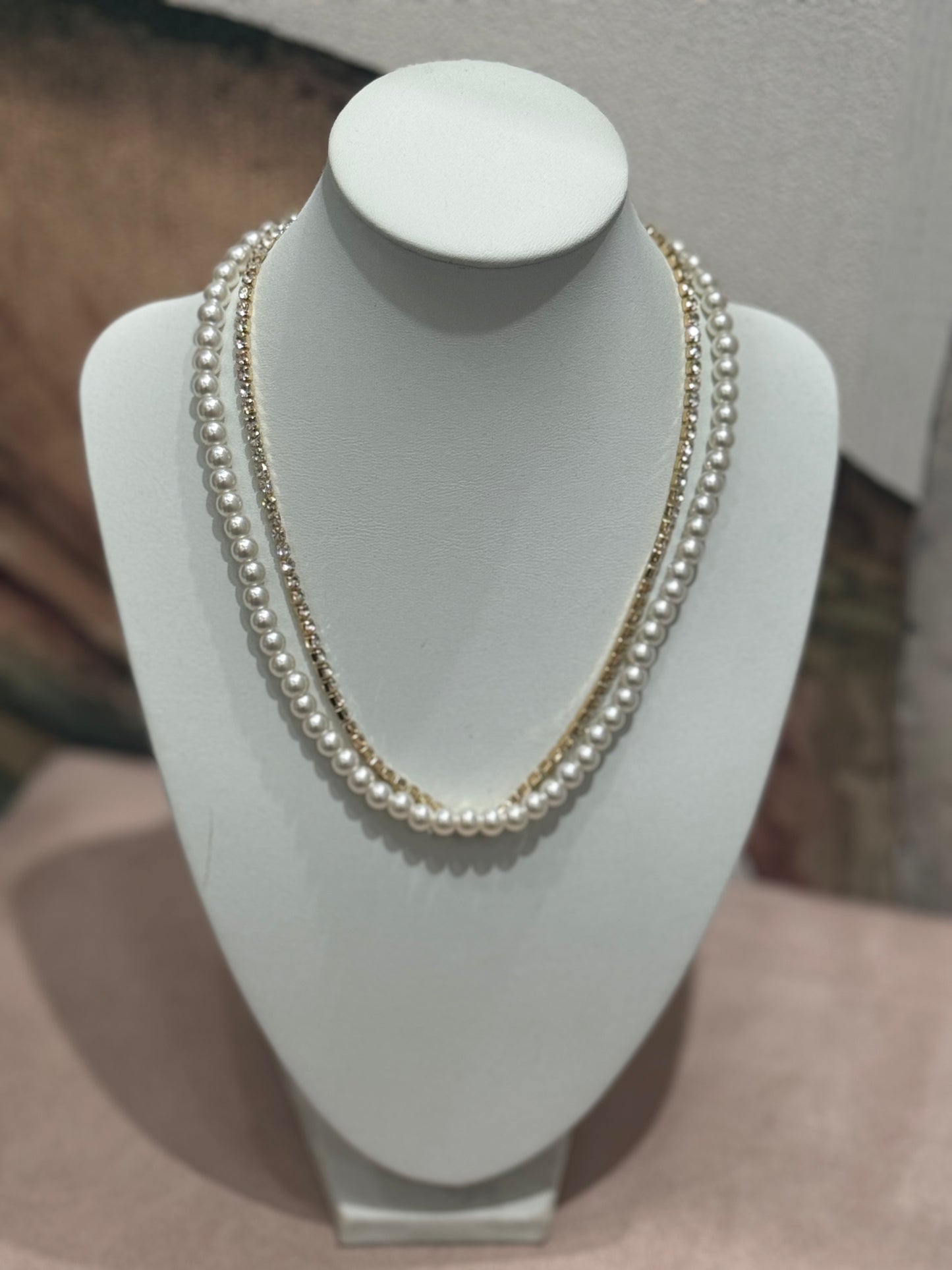 Collana perle e strass