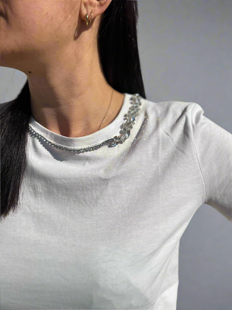 T-shirt strass collo - Eiki